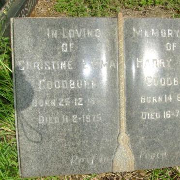 GOODBURN Harry John 190?-1987 &amp; Christine Emma -1975