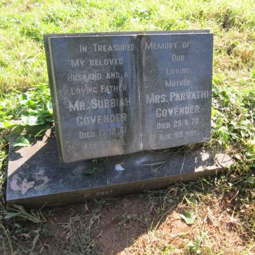 GOVENDER Subbiah -1961 &amp; Parvathi -1970