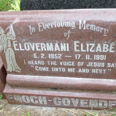 GOVENDER Elovermani Elizabeth, ENOCH- 1952-1991