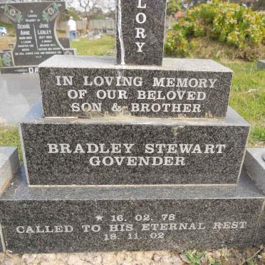 GOVENDER Bradley Stewart 1978-2002