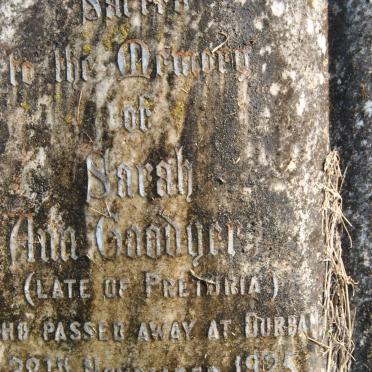 GOODYER Sarah Ann -1925