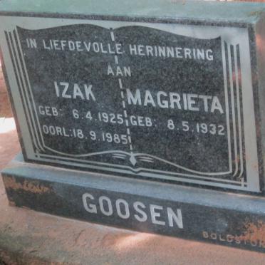 GOOSEN Izak 1925-1985 &amp; Magrieta 1932-