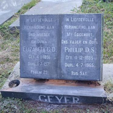 GEYER Phillip D.S. 1885-1965 &amp; Elizabeth G.D. 1891-1971