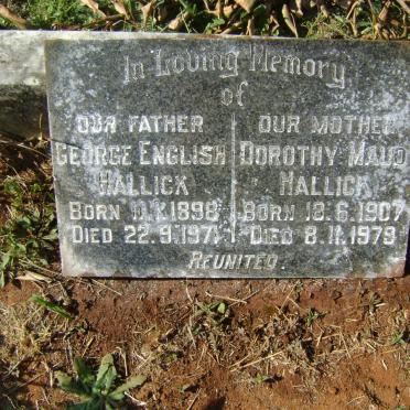 HALLICK George English 1898-1971 &amp; Dorothy Maud 1907-1979