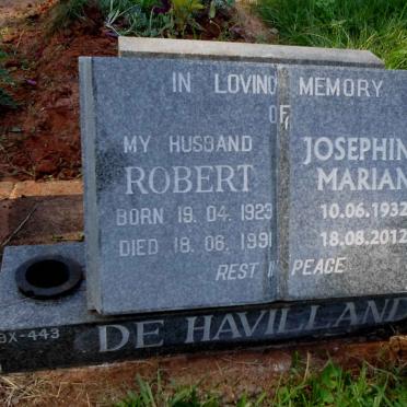 HAVILLAND Robert, de 1923-1991 &amp; Josephine Marian 1932-2012