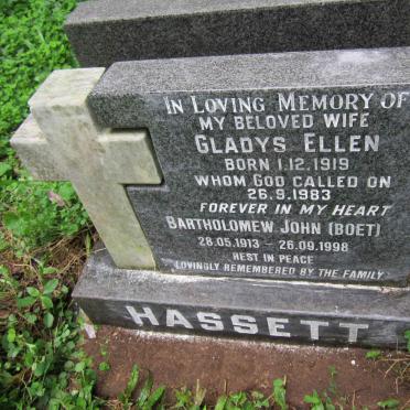 HASSETT Bartholomew John 1913-1998 &amp; Gladys Ellen 1919-1983