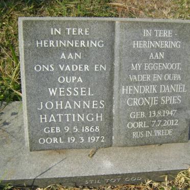 HATTINGH Wessel Johannes 1868-1972 :: SPIES Hendrik Daniel Cronje 1947-2012