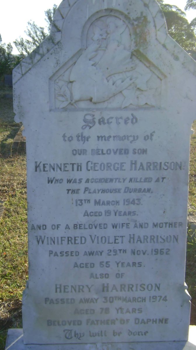HARRISON Henry -1974 :: HARRISON Winifred Violet -1962 :: HARRISON Kenneth George -1943