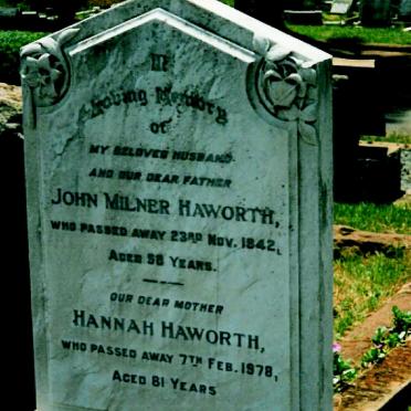 HAWORTH John Milner -1942 &amp; Hannah -1978