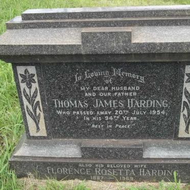 HARDING Thomas James -1954 &amp; Florence Rosetta 1887-1969
