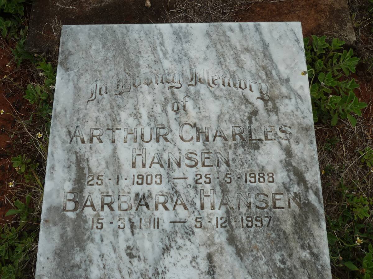 HANSEN Arthur Charles 1909-1988 &amp; Barbara 1911-1997