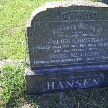 HANSEN Julius Christian -1961 &amp; Ethel Millicent -1966