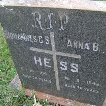 HESS Johannes C.S. -1941 &amp; Anna B. -1942