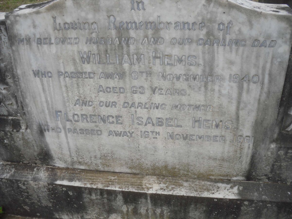 HEMS William -1940 &amp; Florence Isabel -1961