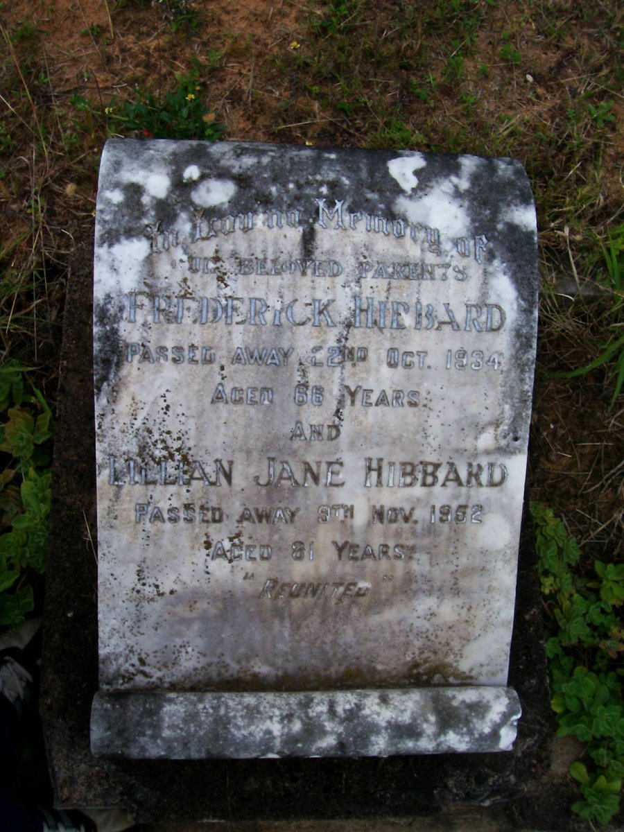 HIBBARD Frederick -1934 &amp; Lillian Jane -1952
