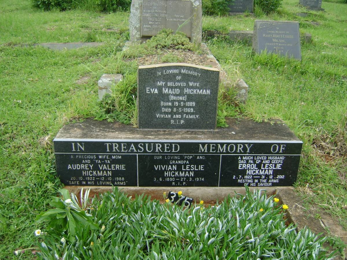 HICKMAN Vivian Leslie 1890-1974 &amp; Eva Maud BRIDGE 1889-1969 :: Errol Leslie 1922-2002 &amp; Audrey Valerie 1922-1988