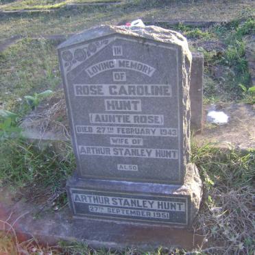 HUNT Arthur Stanley -1951 &amp; Rose Caroline -1943