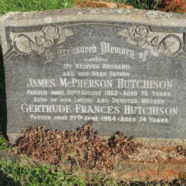 HUTCHISON James McPherson -1962 &amp; Gertrude Frances -1964