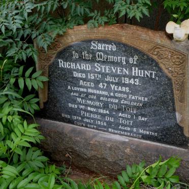 HUNT Richard Steven -1943 :: TOIT Memory, du 1954 :: TOIT Pierre, du -1956