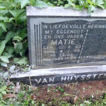 HUYSSTEEN Matthian Jacobus, van 1943-1986