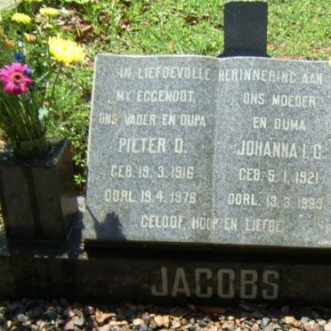 JACOBS Pieter D. 1916-1976 &amp; Johanna I.C. 1921-1993