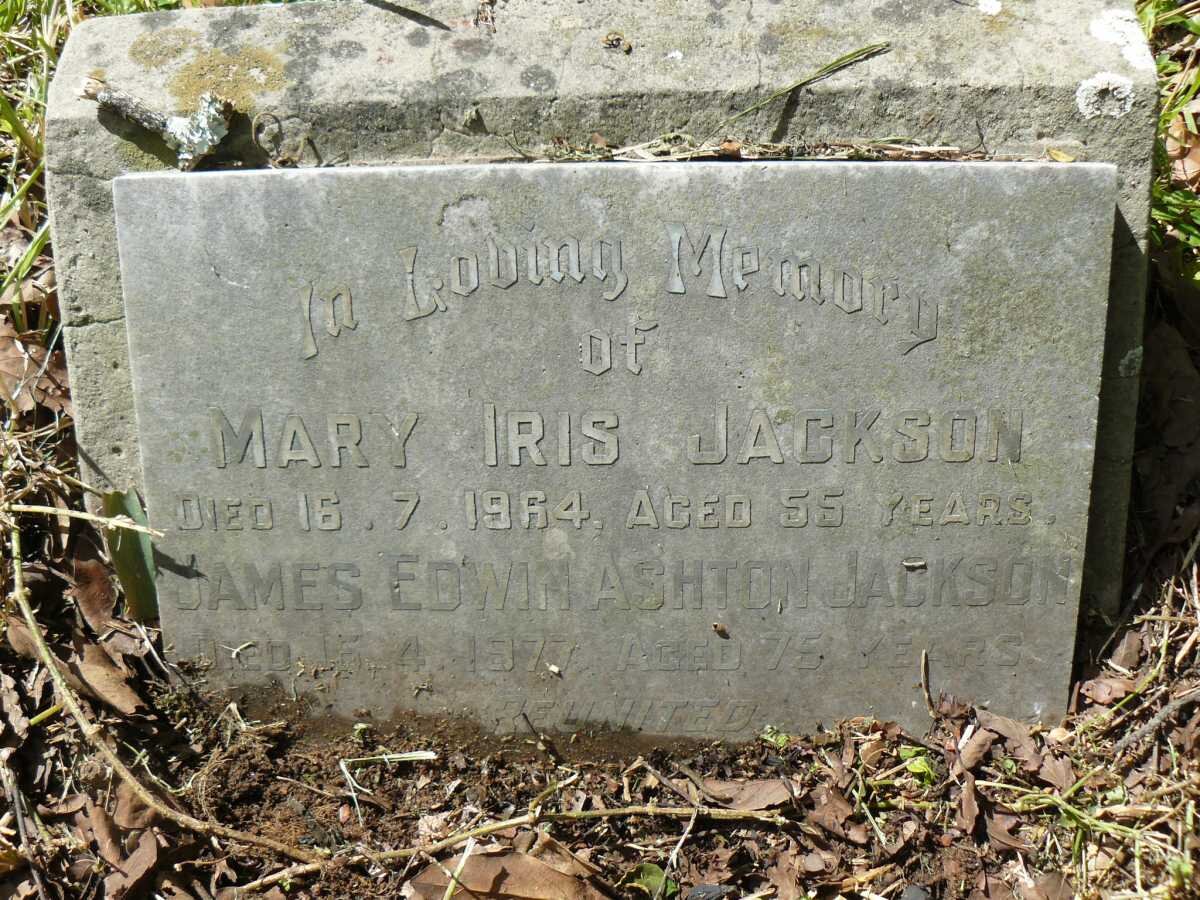 JACKSON James Edwin Ashton – 1977 &amp; Mary Iris -1964