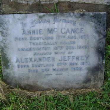JEFFREY Alexander 1871-1958 &amp; Annie MC CANCE -1877-1949