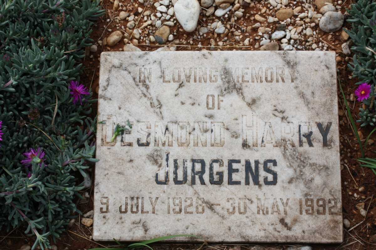 JURGENS Harry Theodore -1939 &amp; Lilian Madeline -1966 :: JURGENS Desmond Harry 1928-1992