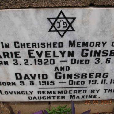 GINSBERG David 1915-1988 &amp; Marie Evelyn 1920-1986