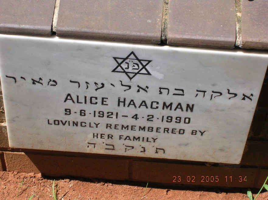 HAAGMAN Alice 1921-1990