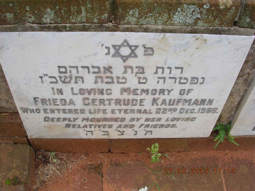 KAUFMANN Frieda Gertrude -1966