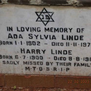 LINDE Harry 1900-1980 &amp; Ada Sylvia 1902-1974