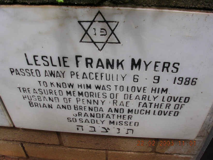 MYERS Leslie Frank -1986