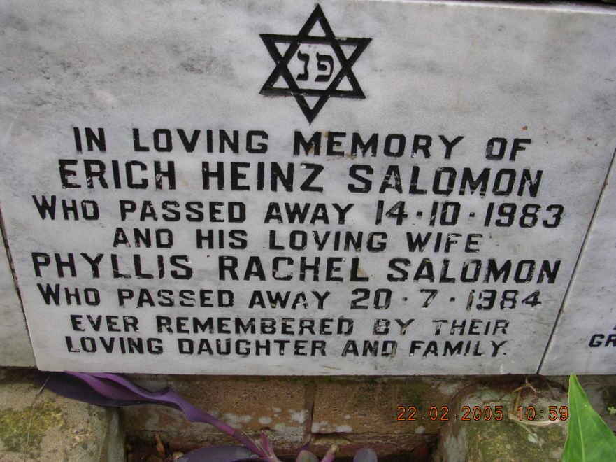 SALOMON Erich Heinz -1983 &amp; Phyllis Rachel -1984