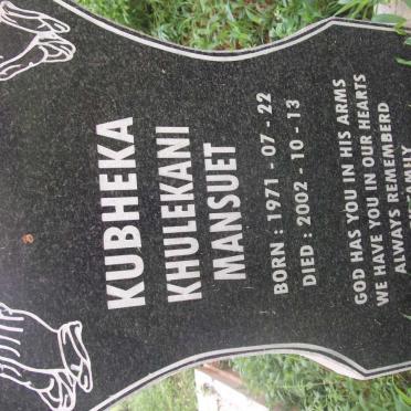 KUBHEKA Khulekani Mansuet 1971-2002