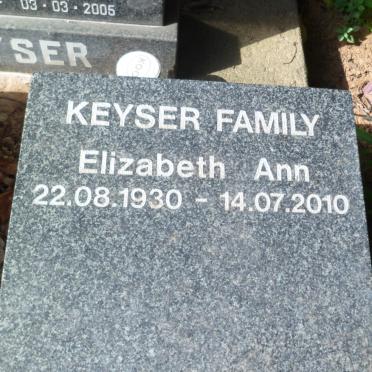 KEYSER Elizabeth Ann 1930-2010