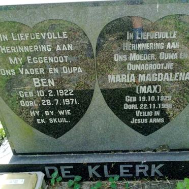 KLERK Ben, de 1922-1971 &amp; Maria Magdalena 1929-1999 :: de KLERK Benjamin 1956-1956