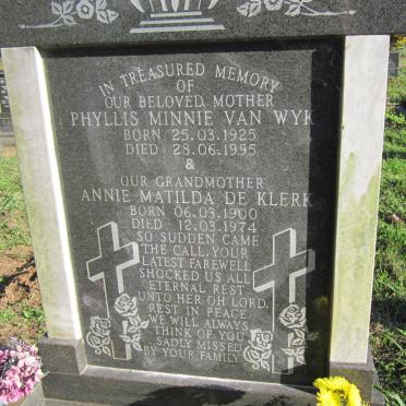 KLERK Annie Matilda, de 1900-1974 :: WYK Phyllis Minnie, van 1925-1995