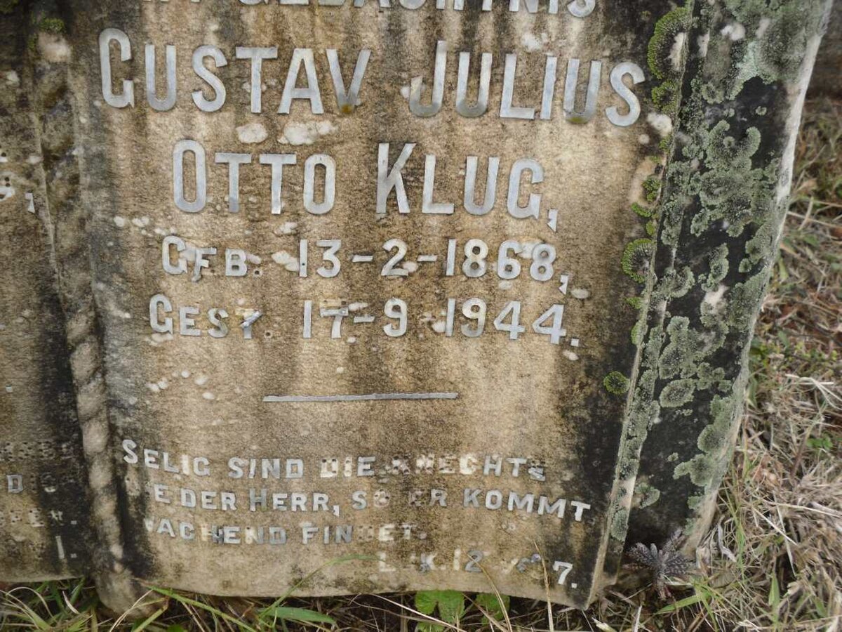 KLUG Gustav Julius Otto 1868-1944