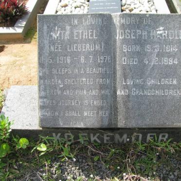 KOEKEMOER Joseph Harold 1914-1984 &amp; Nita Ethel LIEBERUM 1916-1978