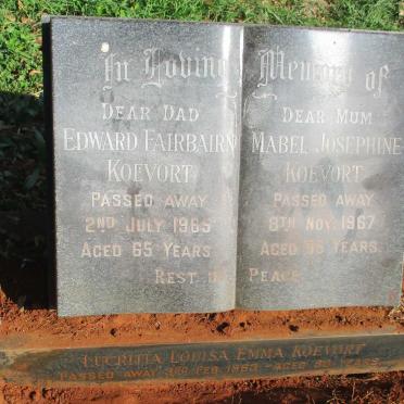 KOEVORT Edward Fairbairn -1965 &amp; Mabel Josephine -1967 :: KOEVORT Lucritia Louisa Emma -1963