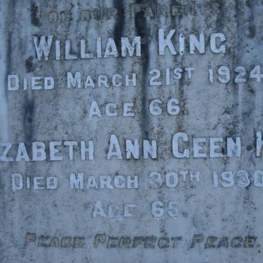 KING William -1924 &amp; Elizabeth Ann Geen -1930