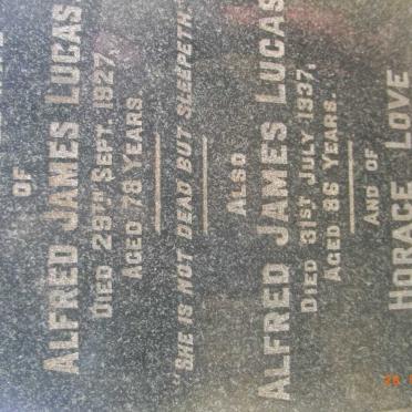 LUCAS Alfred James -1937 &amp; Ellen -1927 :: LOVE Horace -1958