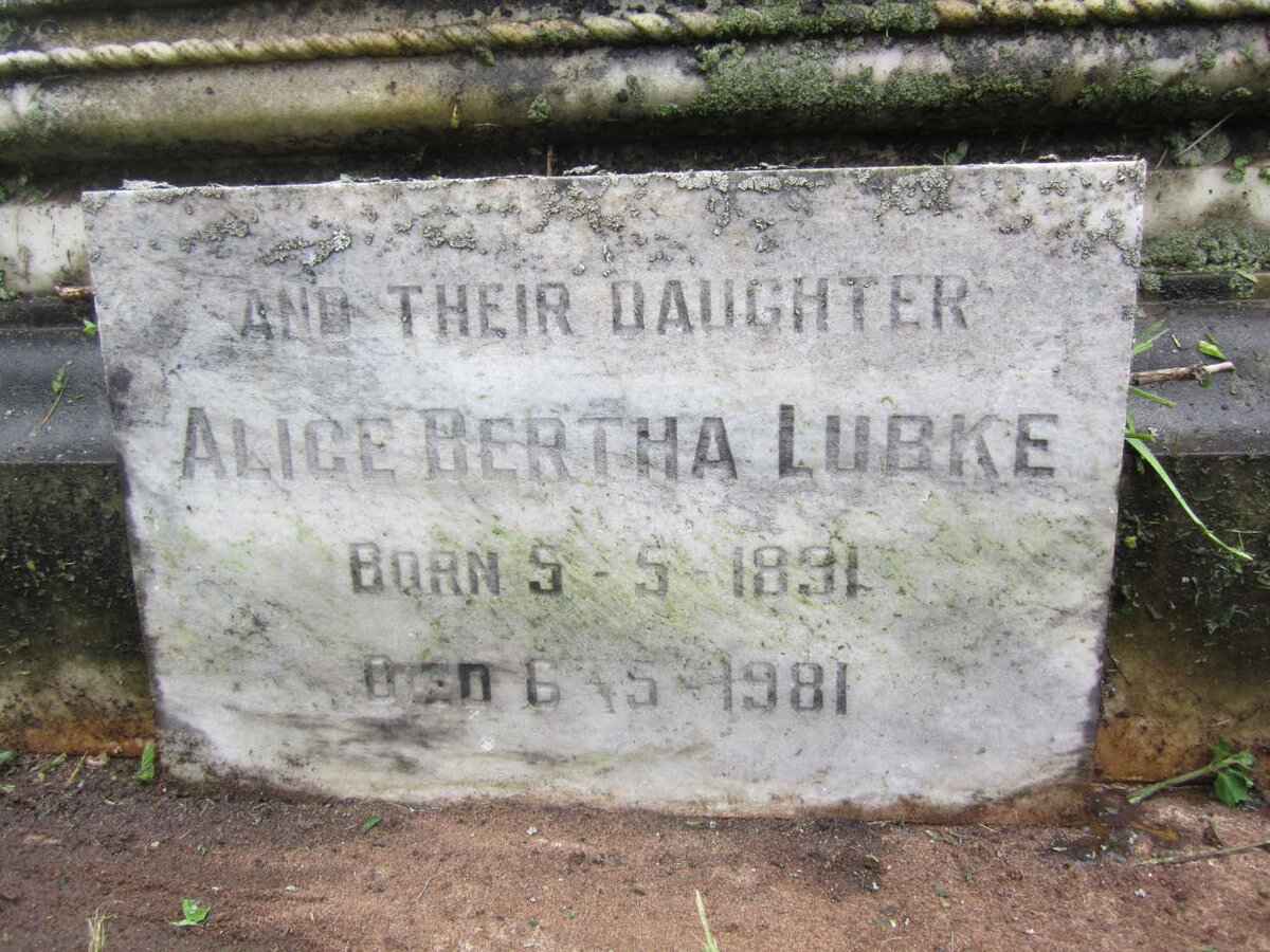 LUBKE Alice Bertha 1891-1981