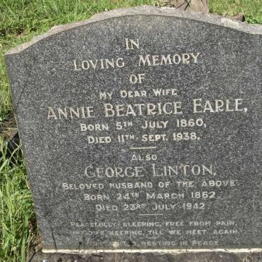 LINTON George 1862-1942 &amp; Annie Beatrice Earle 1860-1938