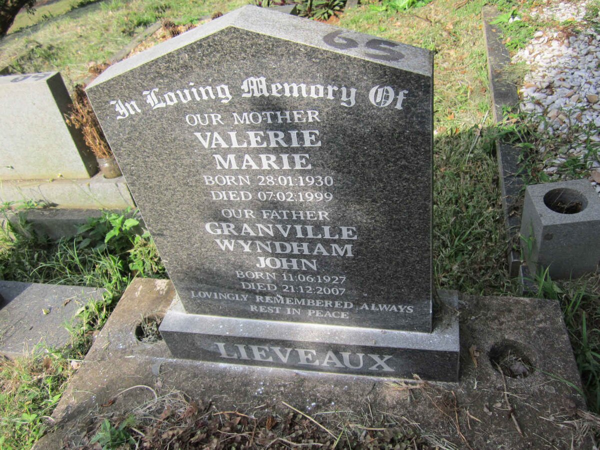 LIEVEAUX Granville Wyndham John 1927-2007 &amp; Valerie Marie 1930-1999