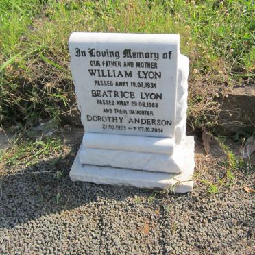 LYON William -1934 &amp; Beatrice -1968 :: ANDERSON Dorothy 1909-2004