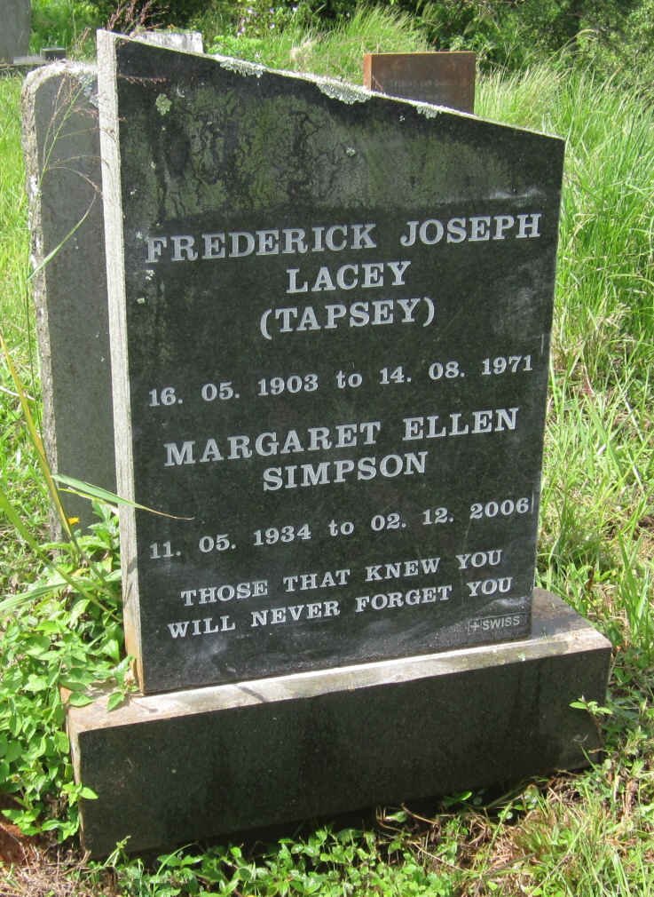 LACEY Frederick Joseph 1903-1971 :: SIMPSON Margaret Ellen 1934-2006
