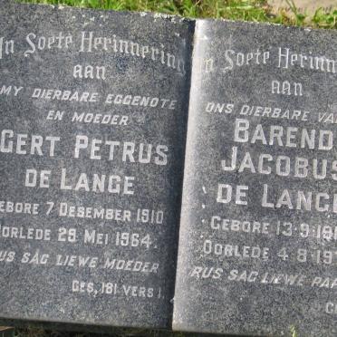 LANGE Barend Jacobus, de 1910-1973 &amp; Gert Petrus 1910-1964