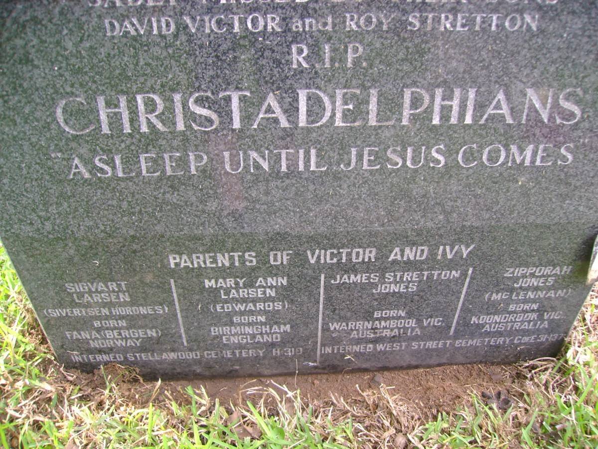 LARSEN Sigvart &amp; Mary Ann EDWARDS :: JONES James Stretton &amp; Zipporah Mc LENNAN